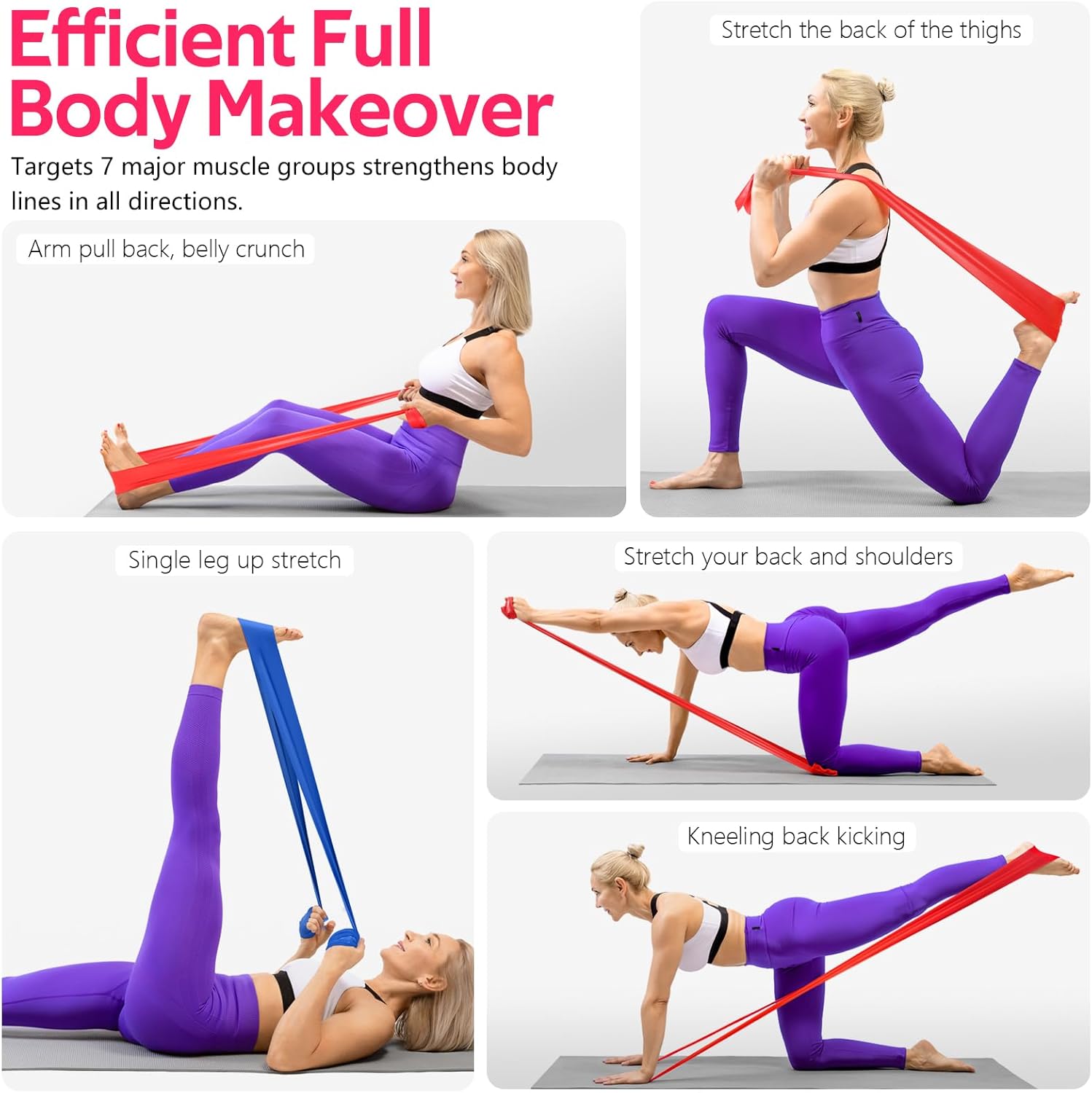 RENRANRING Resistance Bands for Working Out, Exercise Bands for Physical Therapy, Stretch, Recovery, Pilates, Rehab, Strength Training and Yoga Starter Set - Image 7