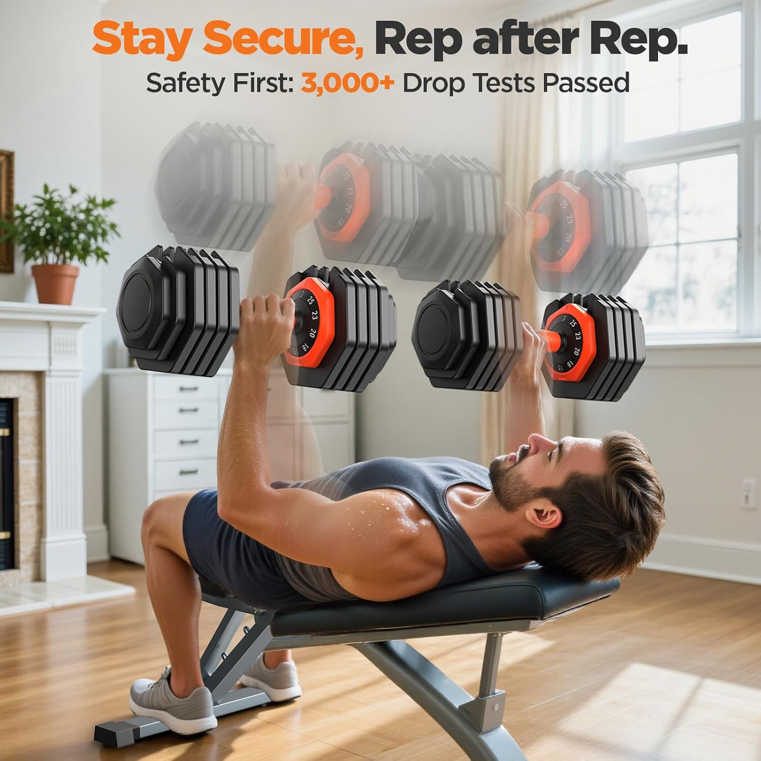 2026 FDB2 Updated Adjustable Dumbbell Set of 2, 110lbs/50lbs Weights Dumbbell Set with Storage Box, 25lbs/55lbs Adjustable Weights with Anti-slip Silicone Grip, Weight Set For Home Gym Suit both Men and Women - Image 4