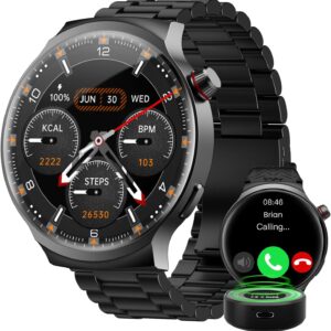 AMAZTIM Smart Watch for Men, 1.85″ Ultra-Large HD Display, 120-Day Battery Life with 1000mAh Charging Case, Military-Grade Materials,Answer/Dial Calls, 24/7 Heart Rate & Sleep Monitor,Android & iOS