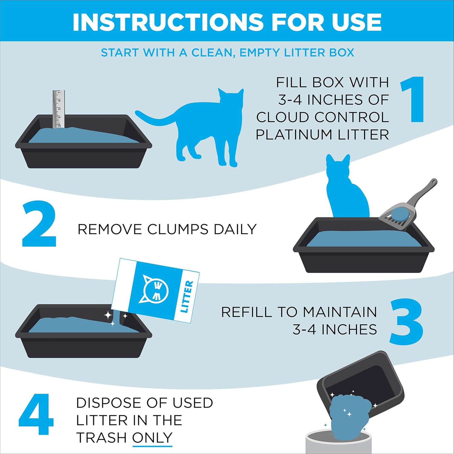 ARM & HAMMER Cloud Control Platinum Cat Litter, Multi-Cat Clumping Litter, Hypoallergenic and Dust-Free, 14-Day Odor Control, 37 lbs - Image 7