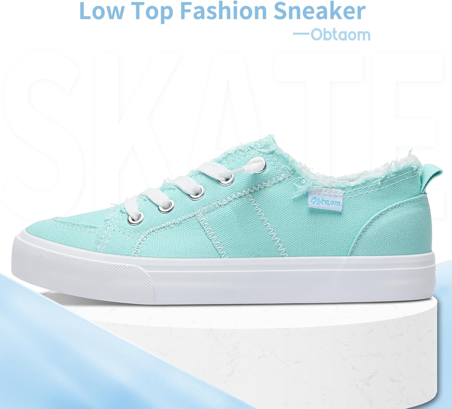 Obtaom Women's Play Fashion Sneaker White Color Washed and Leopard Canvas Slip on Shoes - Image 3
