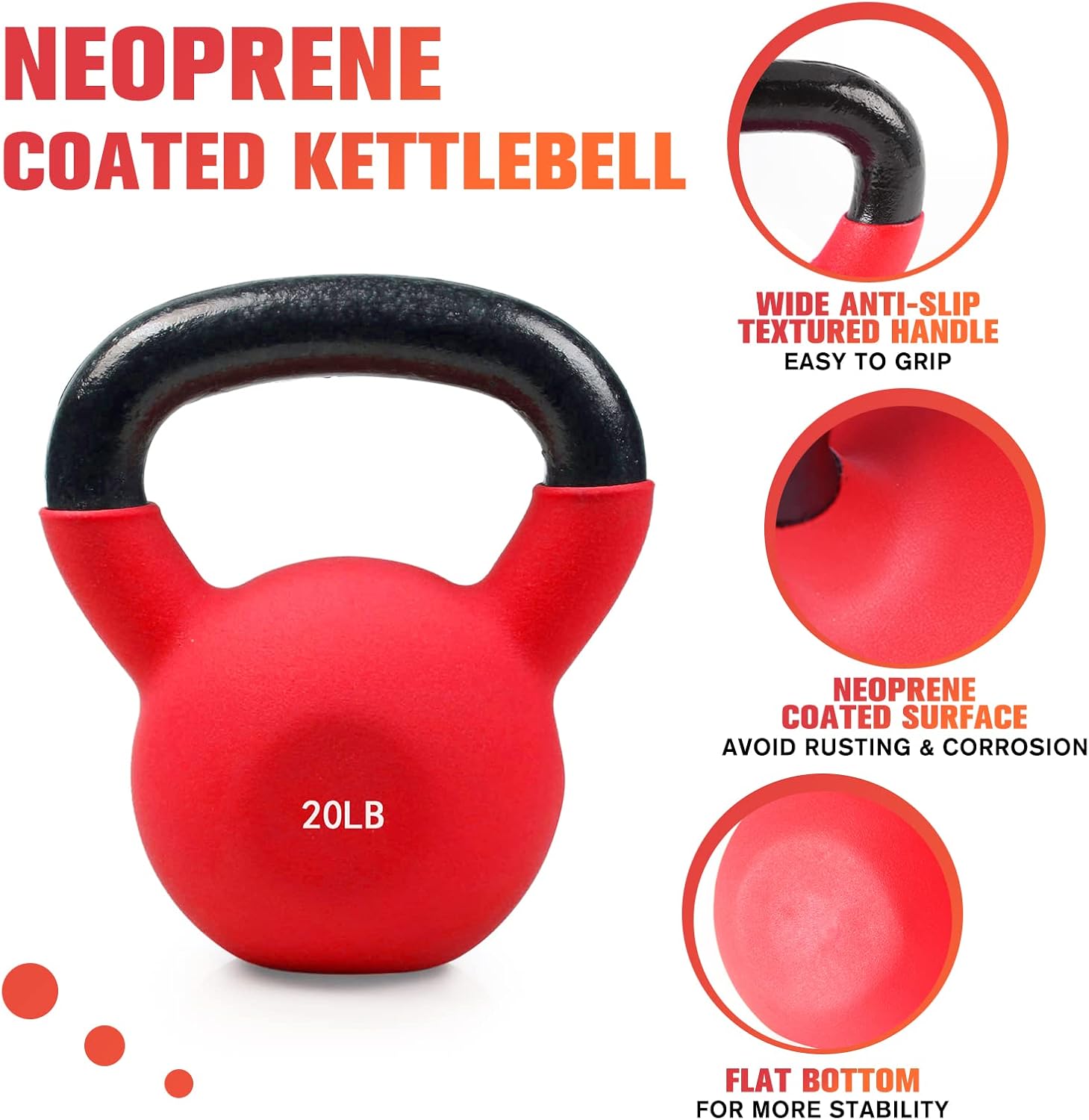 RitFit Neoprene Coated Kettlebell Weight Set, Solid Cast Iron - Image 2