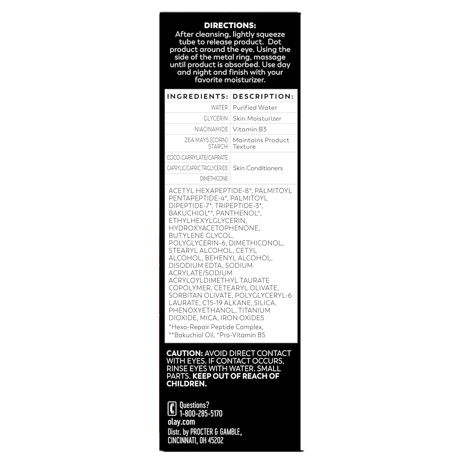 Olay Regenerist Under Eye Cream Roller, Eye Wrinkle Cream, Crows Feet & Bags Treatment, Anti-Wrinkle, Anti-Aging Serum, Fragrance-Free, Hexa-Repair Peptide & Bakuchiol, 0.7oz - Image 13
