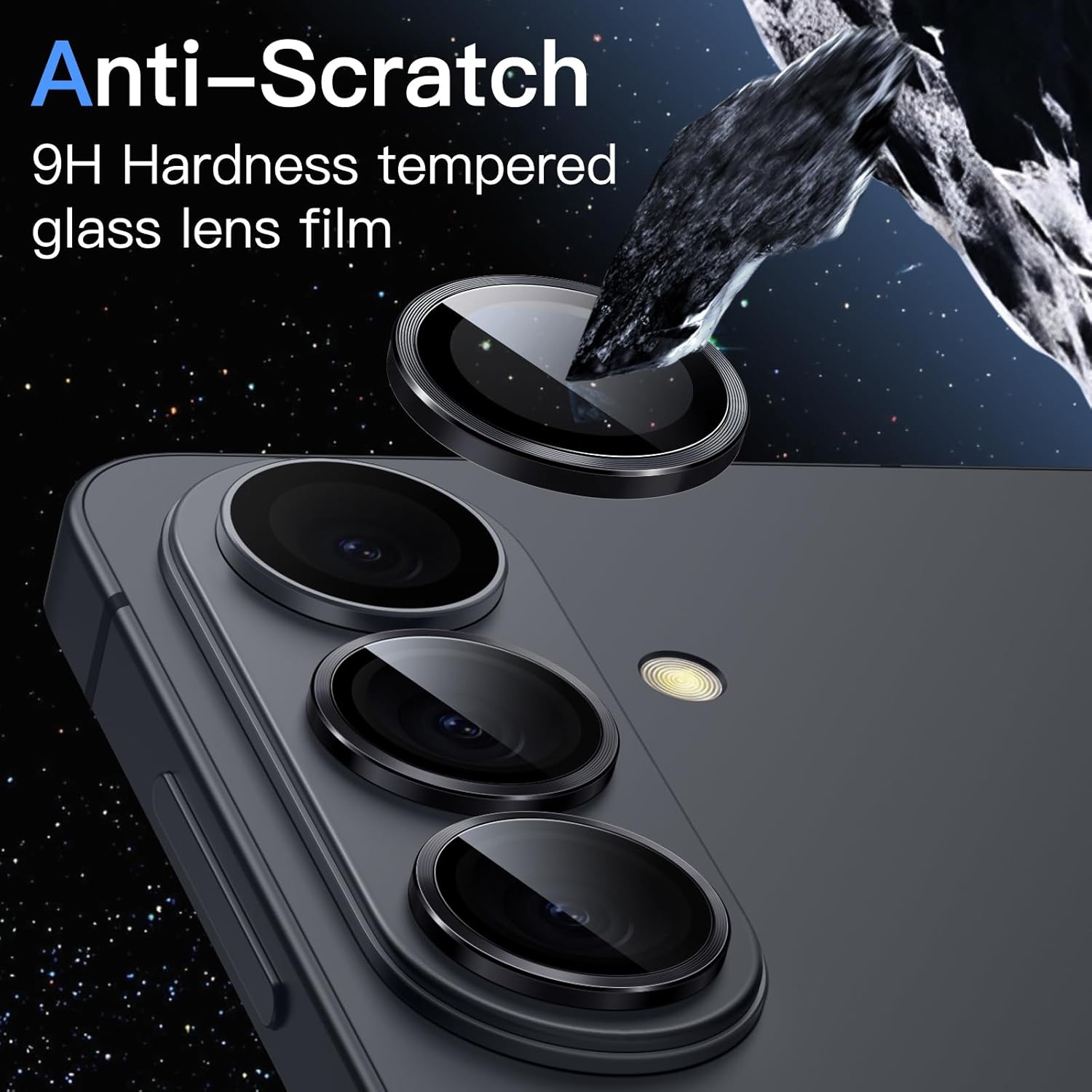 JETech Camera Lens Protector for Samsung Galaxy S26, 9H Tempered Glass Metal Individual Ring Cover, HD Clear, 1 Set (Black) - Image 4