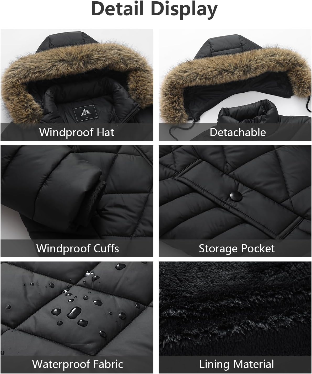 Women's Long Warm Winter Coat Windproof Thickened Fleece Lined Down Jacket Waterproof Puffer Outerwear with Removable Hood - Image 5