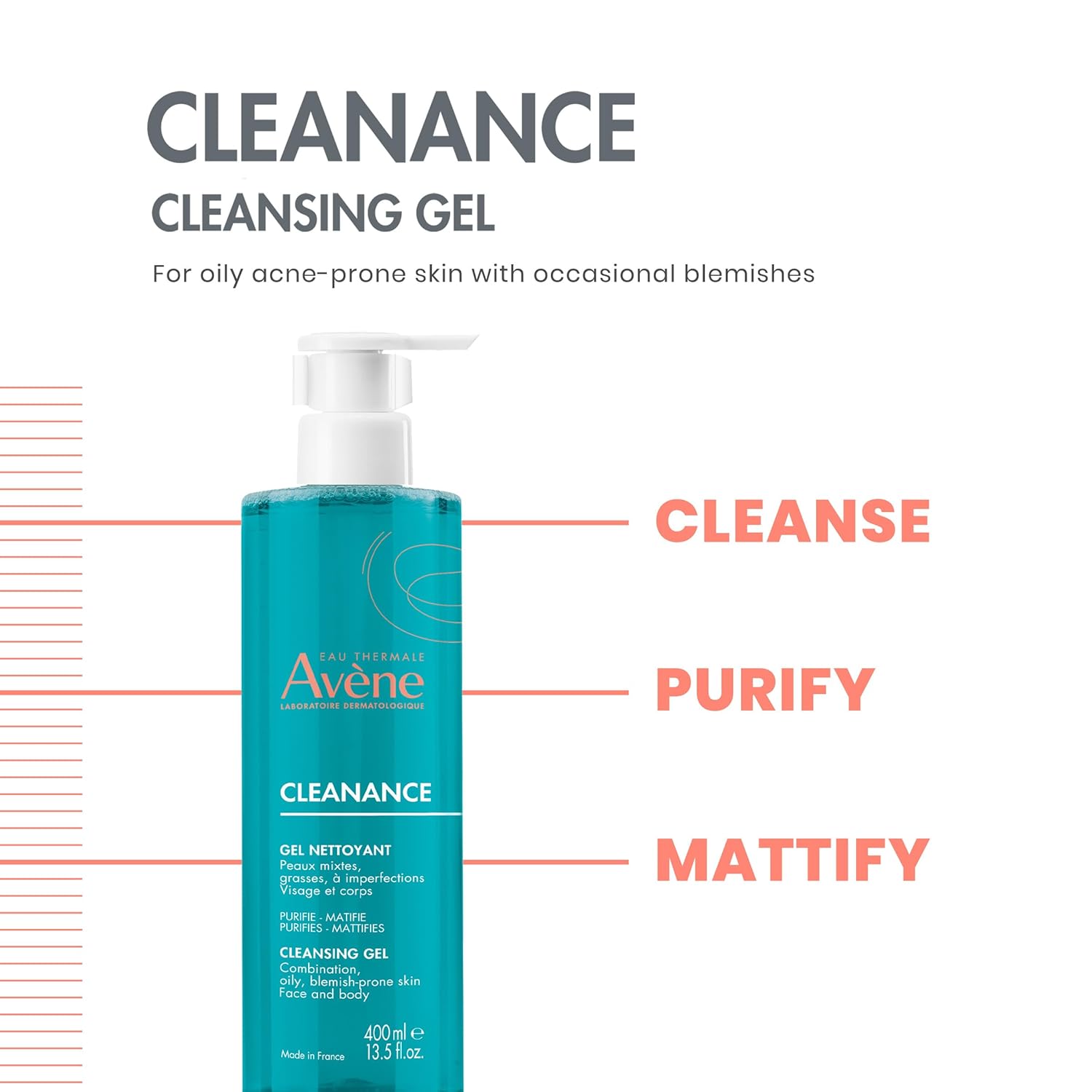 Avène Cleanance Cleansing Gel Soap Free Cleanser for Acne Prone, Oily, Face & Body, Alcohol-Free - Image 3