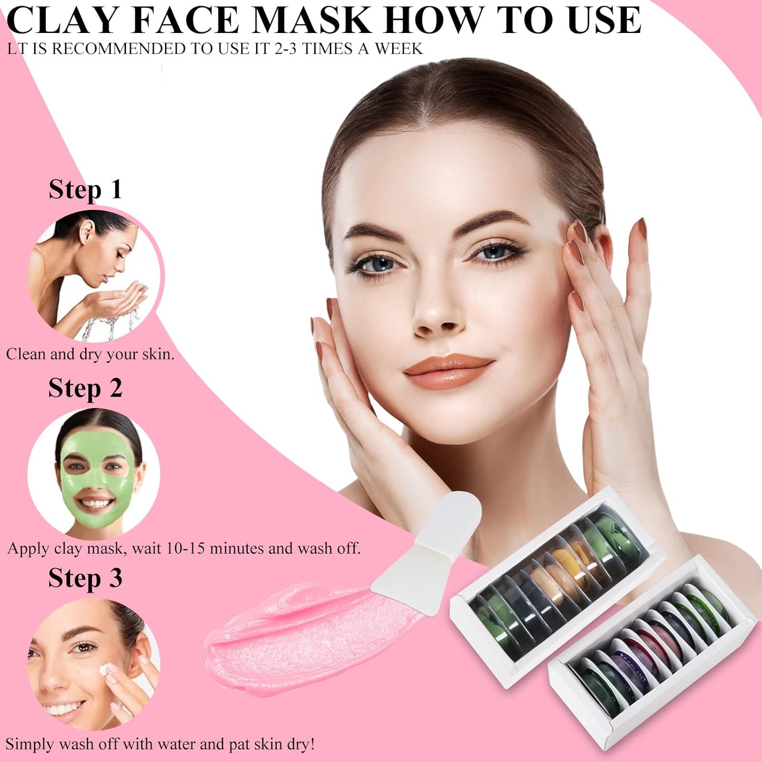 Clay Mask Set 20 Pods, Face Mask Skin Care, Green Tea, Turmeric, Dead Sea Mud, Rose, 24K Gold, Eggplant, Avocado, Mud Mask Deep Cleansing Skin, Blackhead Removal, Men & Women Facial Mask - Image 5