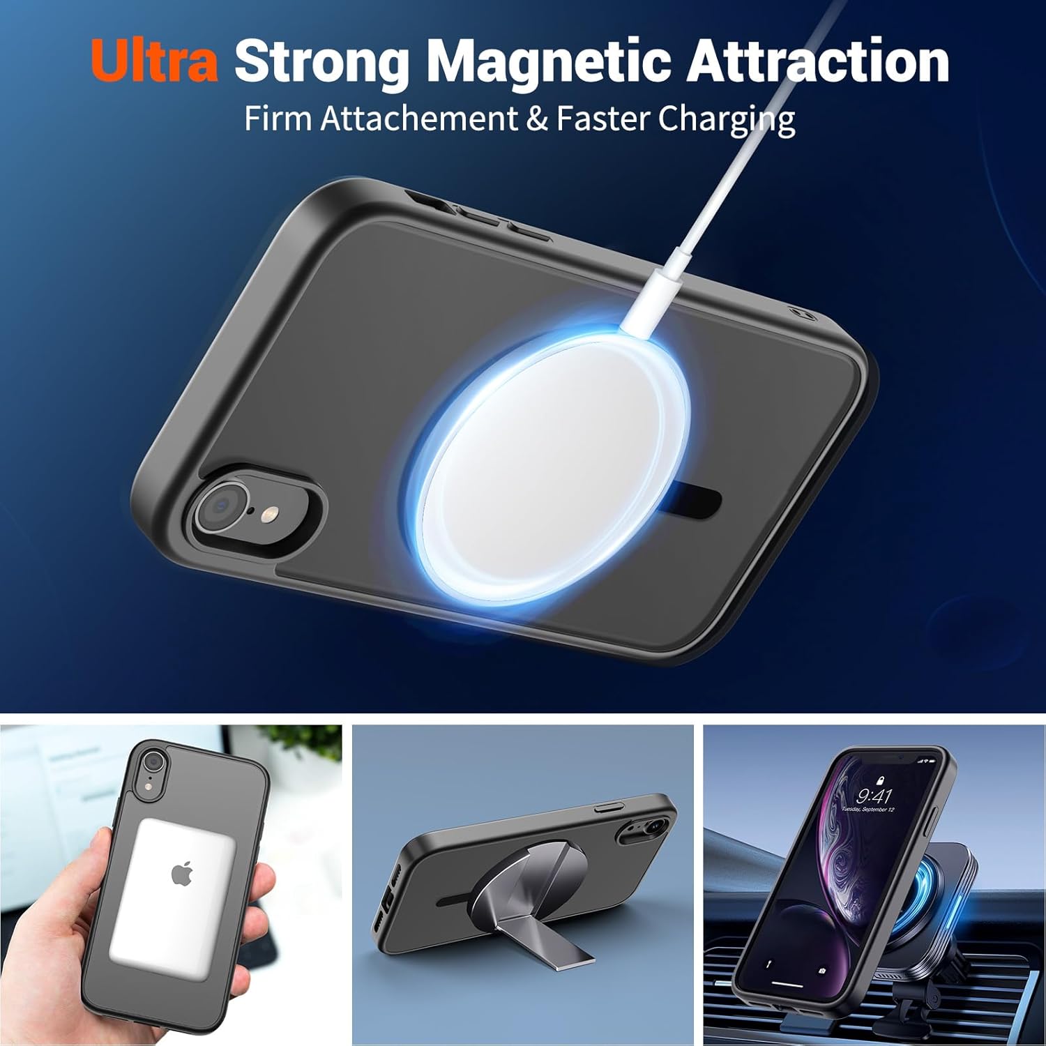 SUPFINE Magnetic for iPhone XR Phone Case(Compatible with MagSafe)(Military Grade Drop Protection) Slim Translucent Matte Shockproof with Anti-Fingerprint Phone Cover,Black - Image 5