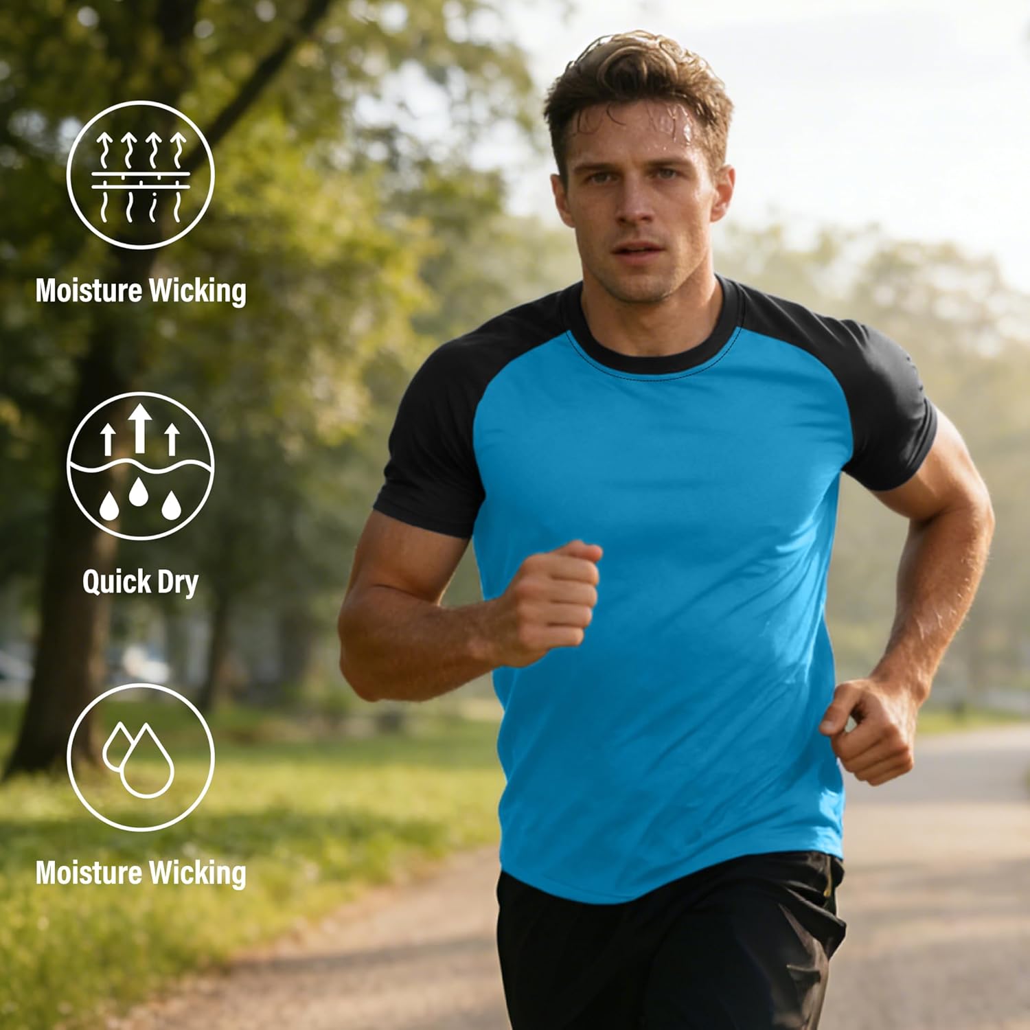 HovSiyla 5 Pack Mens Quick Drying Shirts Crew Neck Loose Breathable Cool Workout Running Athletic Outdoor Sports Casual Tops - Image 6