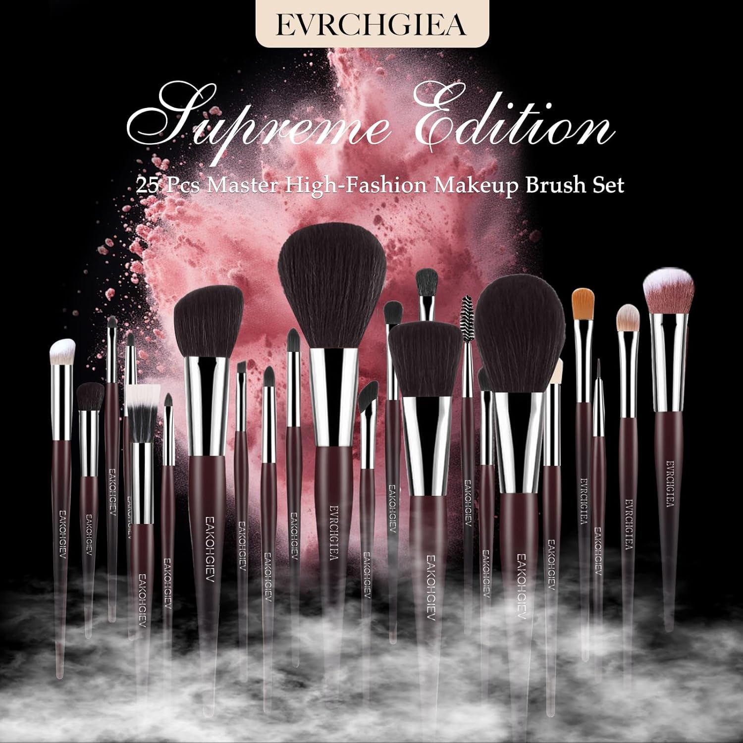 Professional Makeup Brush Set, 25Pcs Powder Foundation Blush Eyeshadow Brushes with Travel Case. All in One Brush Set, Soft Synthetic Vegan & Cruelty-Free (brown) - Image 2