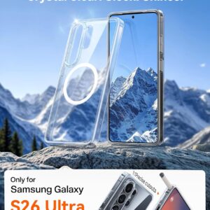 TORRAS Magnetic Shockproof for Samsung Galaxy S26 Ultra Case Clear, Fit for MagSafe,12FT Military Grade Protection, Anti-Yellowing Slim Magnetic Case for Samsung S26 Ultra Case 6.8″, Diamond Clear