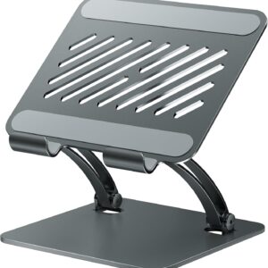tounee Tablet Holder Stand, Dual Rod Adjustable Aluminum Desktop Stand, Compatible with 4.7-16.9″ iPads, Surface Tablets, Portable Monitors, Kindle & More (Gray)