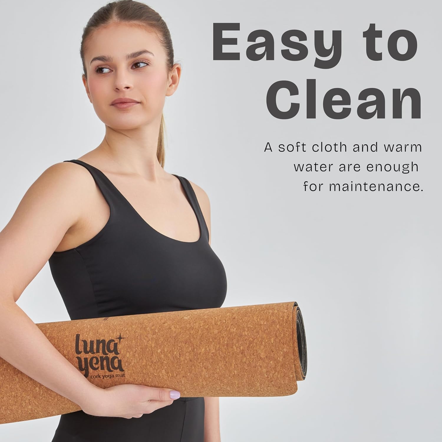 LunaYena Cork Yoga Mat - Eco-Friendly Non-Slip Natural Cork & Non-Toxic Rubber Base for Women & Men, 4mm Thick for Hot Yoga/Pilates/Fitness, 72"x24" Durable Sustainable Design for Home/Studio/Outdoor - Image 5
