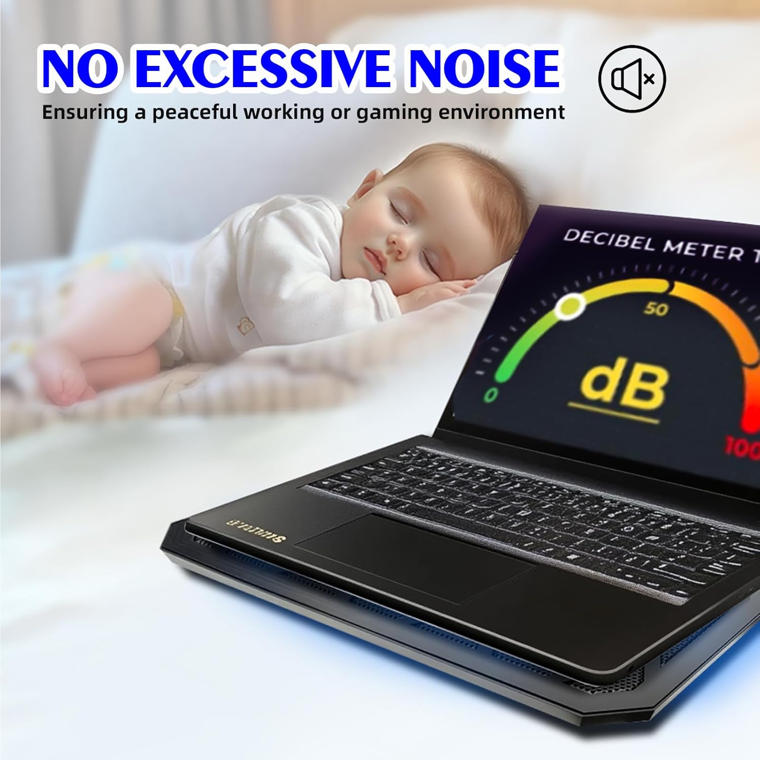 NAGAN Laptop Cooling Pad with 6 Fans, Ergonomic USB Powered Cooling Pad for Laptop with Dual USB 2.0 Ports, Height-Adjustable, Metal Mesh Gaming Notebook Cooler, Fits 15-17.3 inch Laptops - Image 6