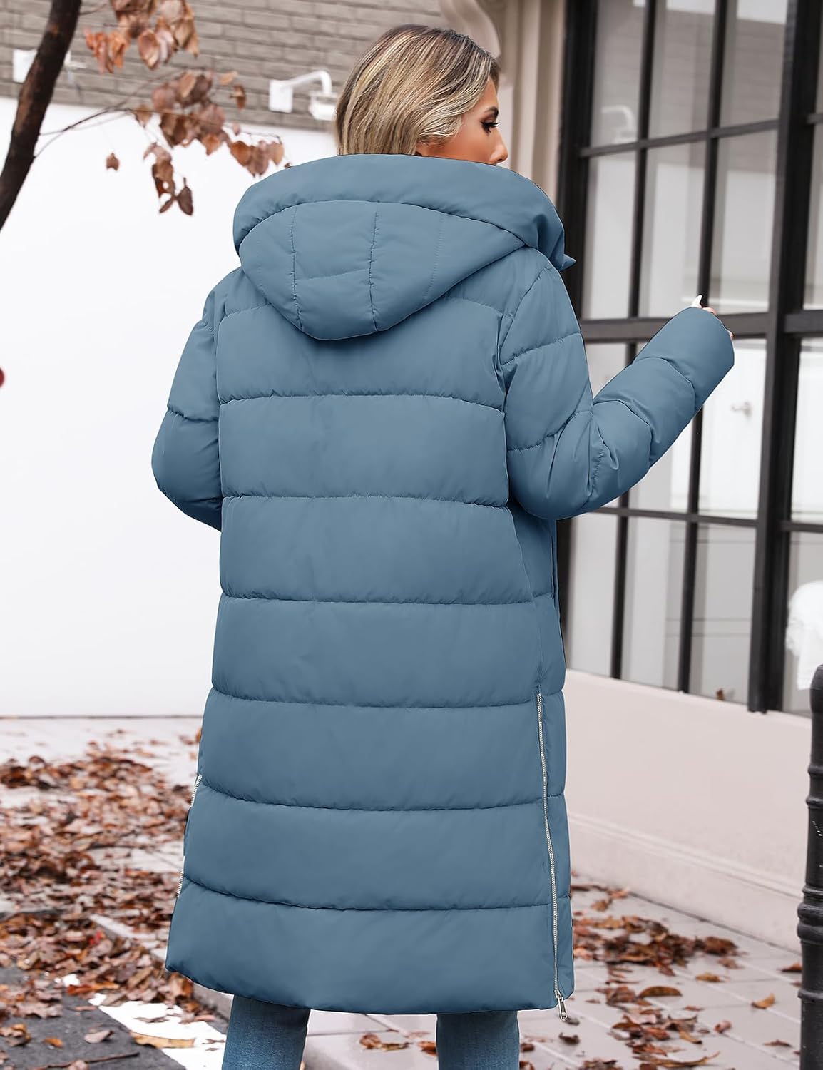 Womens Winter Long Puffer Coat Thicken Ladies Quilted Jacket Puffy Padded Zip Hood Parka Side Zipper Trendy 2026 - Image 3