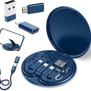 USB to USB-C Adapter, USB C Charging Cable Adapter Kit Contains Multiple OTG Adapters for USB Type C/USB A/USB C Male Cable/Micro USB, Equipped with SIM Extractor/SIM Slot/Phone Holder (Blue)