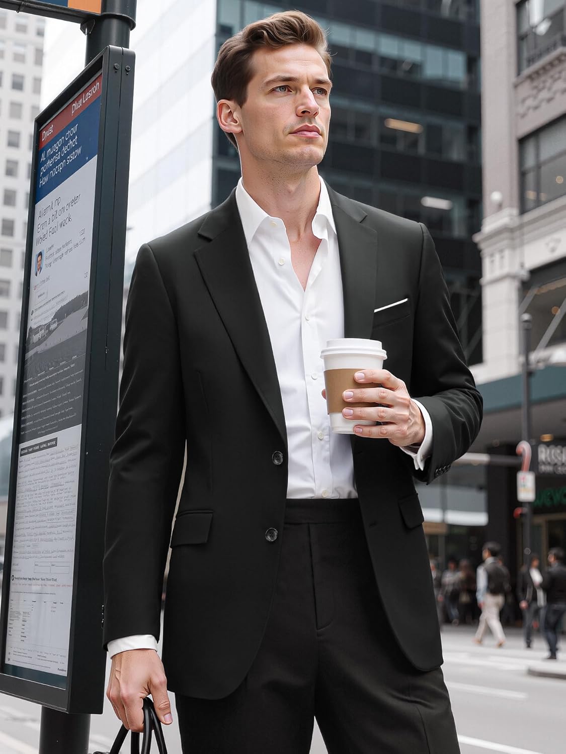 MAGE MALE Men’s Slim Fit Suit Jacket 2 Button Blazer Dress Business Wedding Party Jacket - Image 4