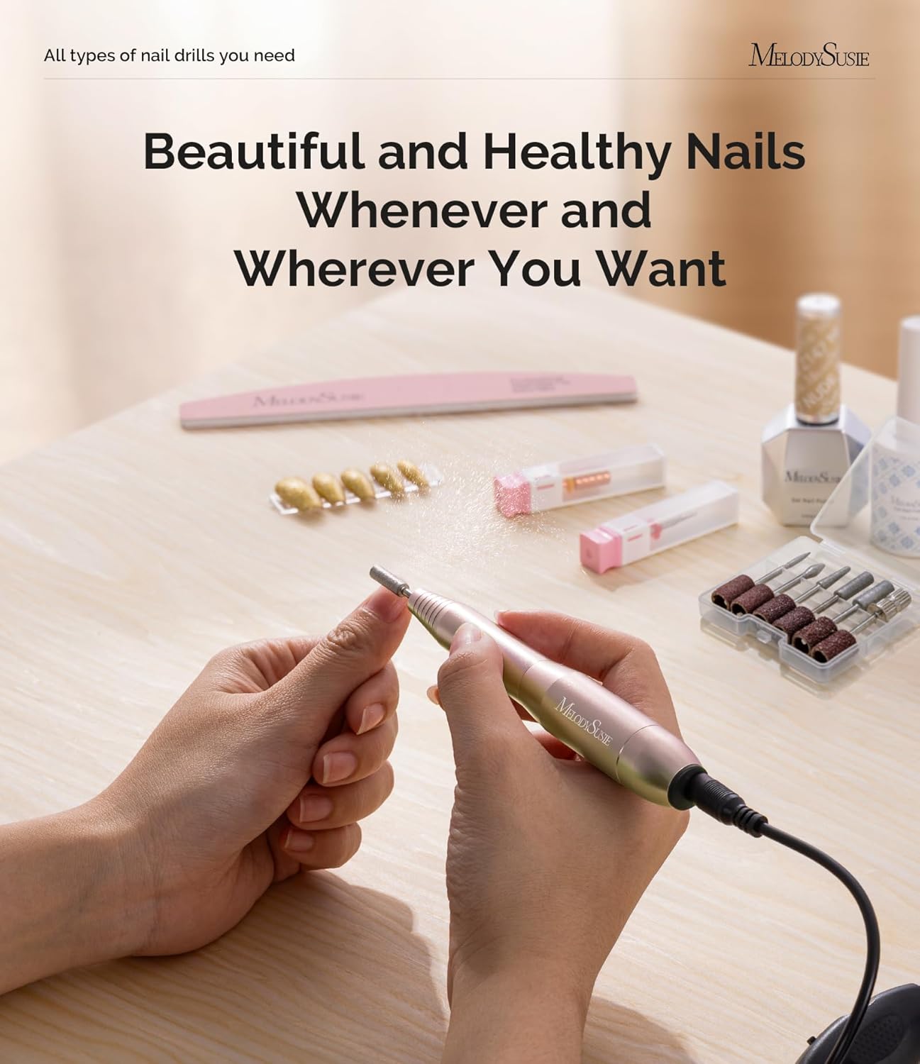 MelodySusie Pen-Shaped Portable USB Nail Drill, PC120I 20000RPM Electric Nail File with Compact Design for All Nail Care, Manicure Polishing, Shaping & Gel Removal at Home for Beginners - Image 7