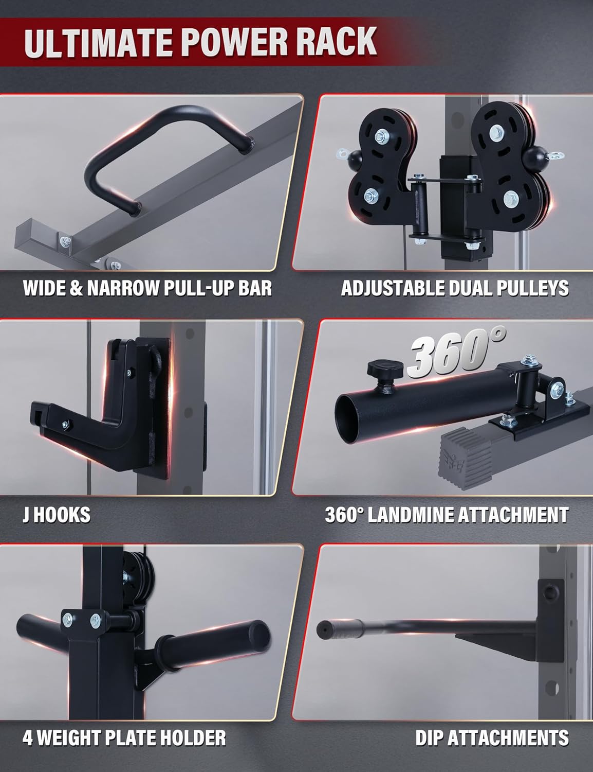 MAJOR FITNESS Drone3 Smith Machine, 2500lbs All-in-One Home Gym Power Rack with Dual Pulley System for Cable Crossover, Pull-Up Bars - Image 5