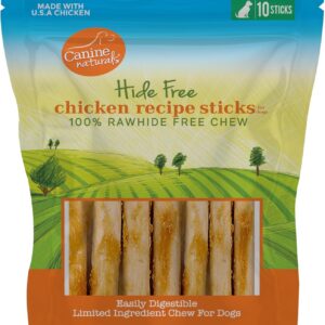 Canine Naturals Chicken Recipe Chew – Rawhide Free Dog Treats – Made From USA Raised Chicken – All-Natural and Easily Digestible – 10 Count of 5 Inch Stick