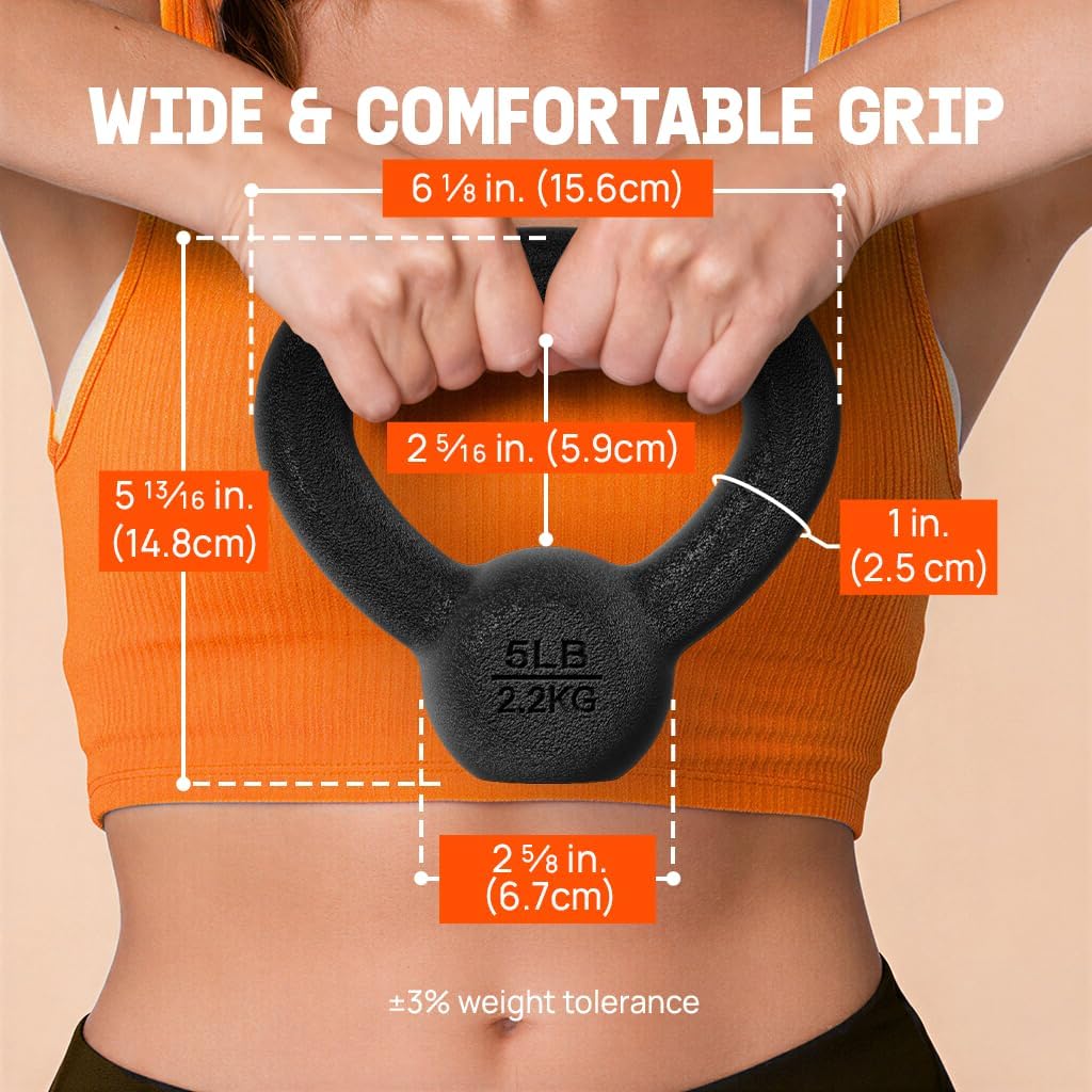 Yes4All Cast Iron Kettlebell, Strength Training Kettlebells 5-80 Lb (5,10,15,20,25,30,35,40,45,50,60,70,80 Lb) for Full Body Workout, Push up, Strength Training - Single & Kettlebell Set of 2 for Men - Image 2