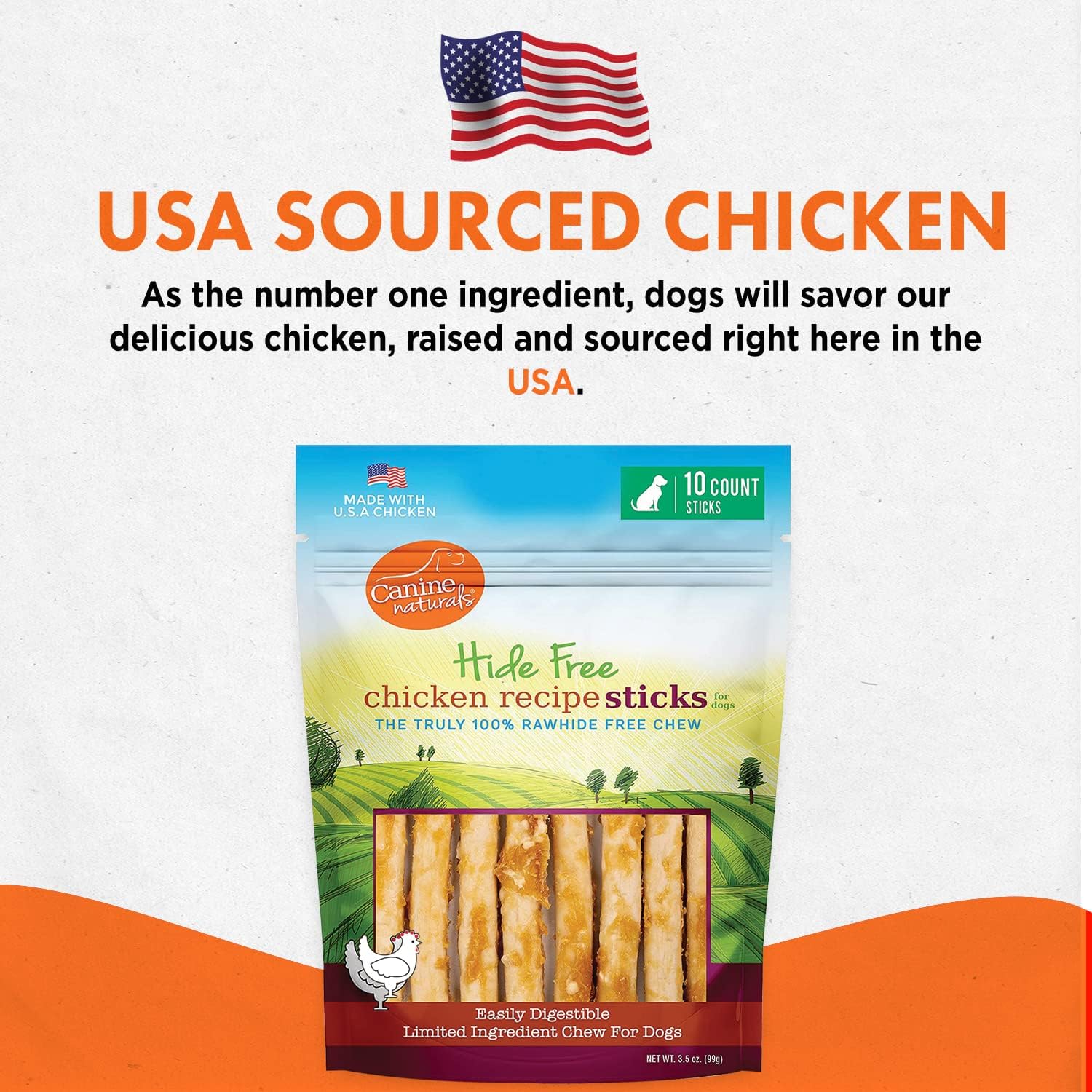 Canine Naturals Chicken Recipe Chew - Rawhide Free Dog Treats - Made From USA Raised Chicken - All-Natural and Easily Digestible - 10 Count of 5 Inch Stick - Image 7