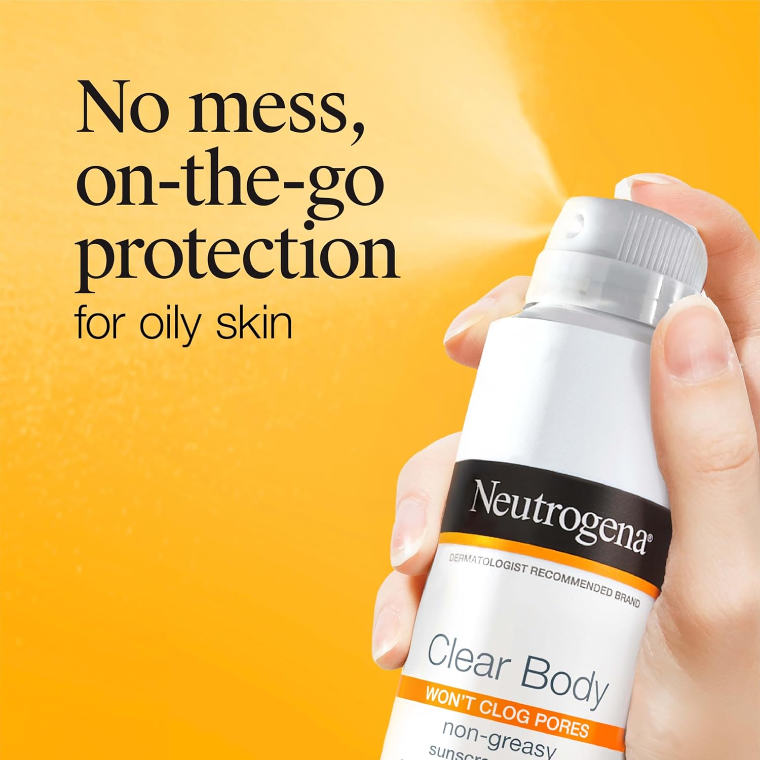 Neutrogena Clear Body SPF 50 Sunscreen Spray, Broad Spectrum UVA/UVB Sun Protection, Water-Resistant, Non-Comedogenic, Lightweight Body Sunscreen with Vitamin E & Niacinamide for Skin Care, 5 oz - Image 3