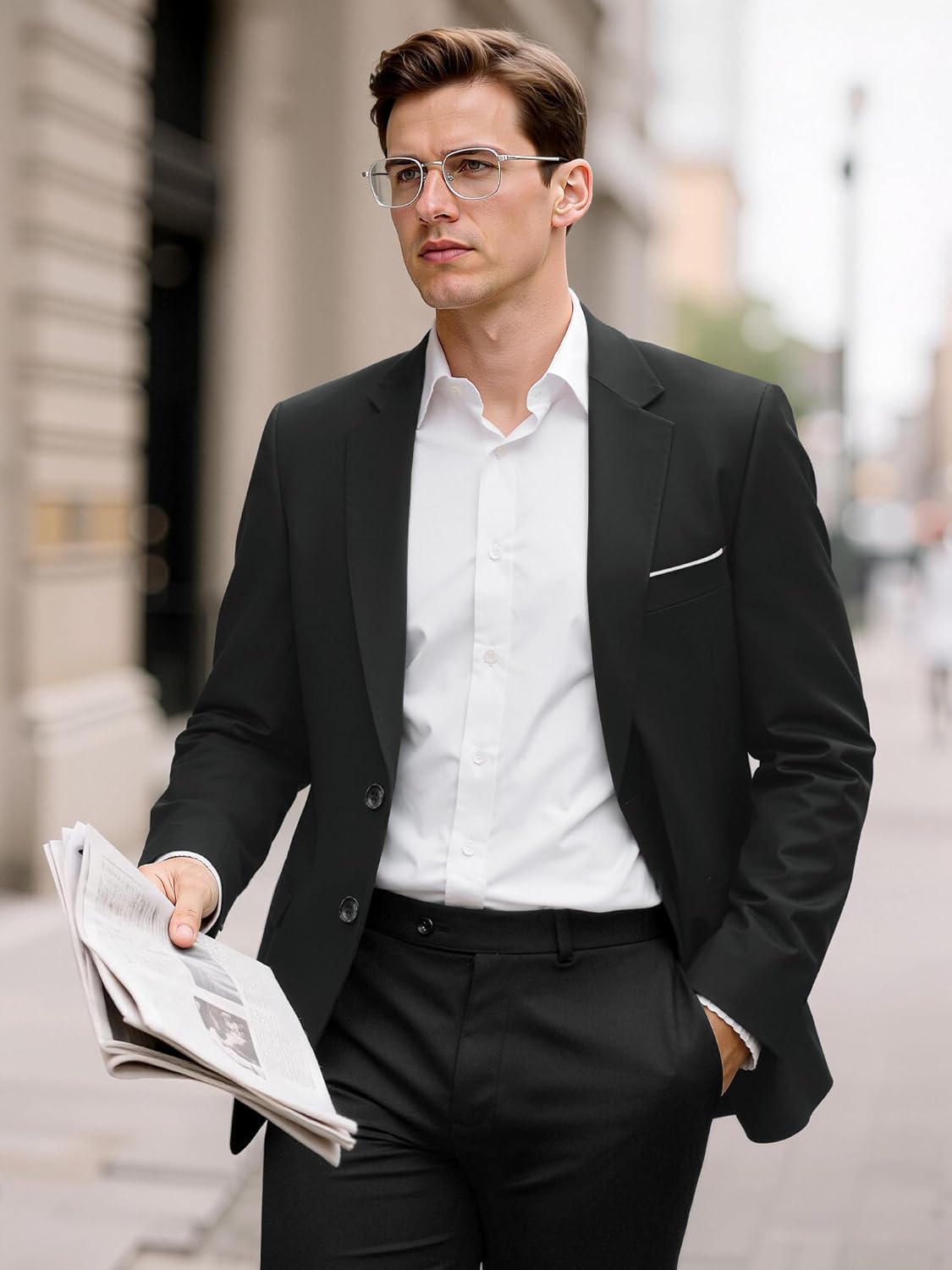 MAGE MALE Men’s Slim Fit Suit Jacket 2 Button Blazer Dress Business Wedding Party Jacket - Image 3
