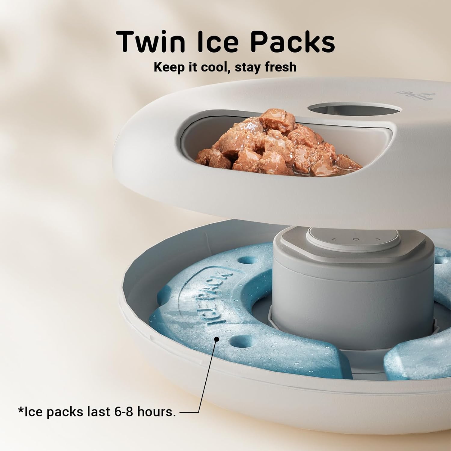 iPettie Donut Frost WiFi 6 Meal Automatic Cat Dispenser with App Control, Dry & Wet Food Automatic Cat Feeder, Smart Dog Feeder with Two Ice Packs, Programmable Timer, Holds 6 x ½ lb. of Food - Image 4