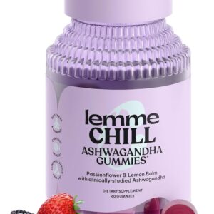Lemme Chill Stress Relief Gummies with 300mg KSM-66 Ashwagandha, Lemon Balm, Passionflower & Goji to Support Relaxation, Healthy Cortisol & Sleep – Gluten-Free, Non-GMO, Mixed Berry (60 Count)