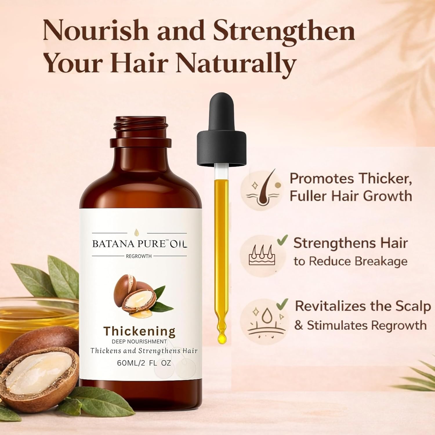 Batana Oil for Hair Growth – 100% Pure & Organic from Honduras – Cold-Pressed Treatment for Scalp & Hair – Strengthens, Thickens & Restores Natural Hair – 60ml/2 FL.OZ - Image 2