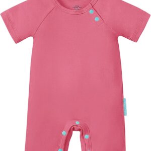 SuperSoft Short Sleeve Baby Romper, Unisex Bamboo Viscose One-piece Summer Pajamas, Boy Girl Footless Jumpsuit Snap Closure