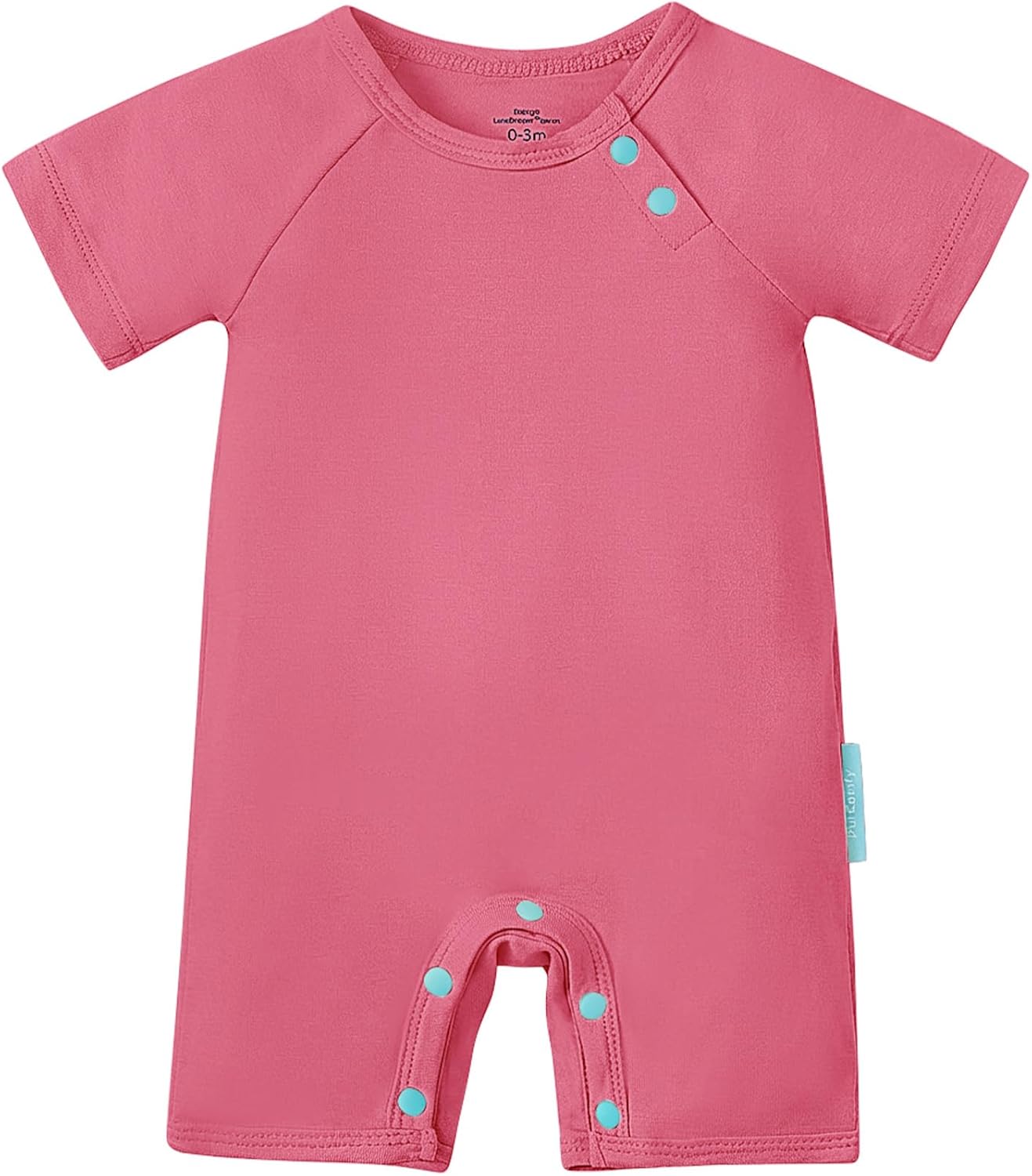 SuperSoft Short Sleeve Baby Romper, Unisex Bamboo Viscose One-piece Summer Pajamas, Boy Girl Footless Jumpsuit Snap Closure