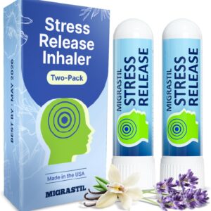 Migrastil Stress Release Inhaler 2-Pack, Calm Aromatherapy Formula, Natural Stress Relief with Peru Balsam and Other Essential Oils. Made in The USA.