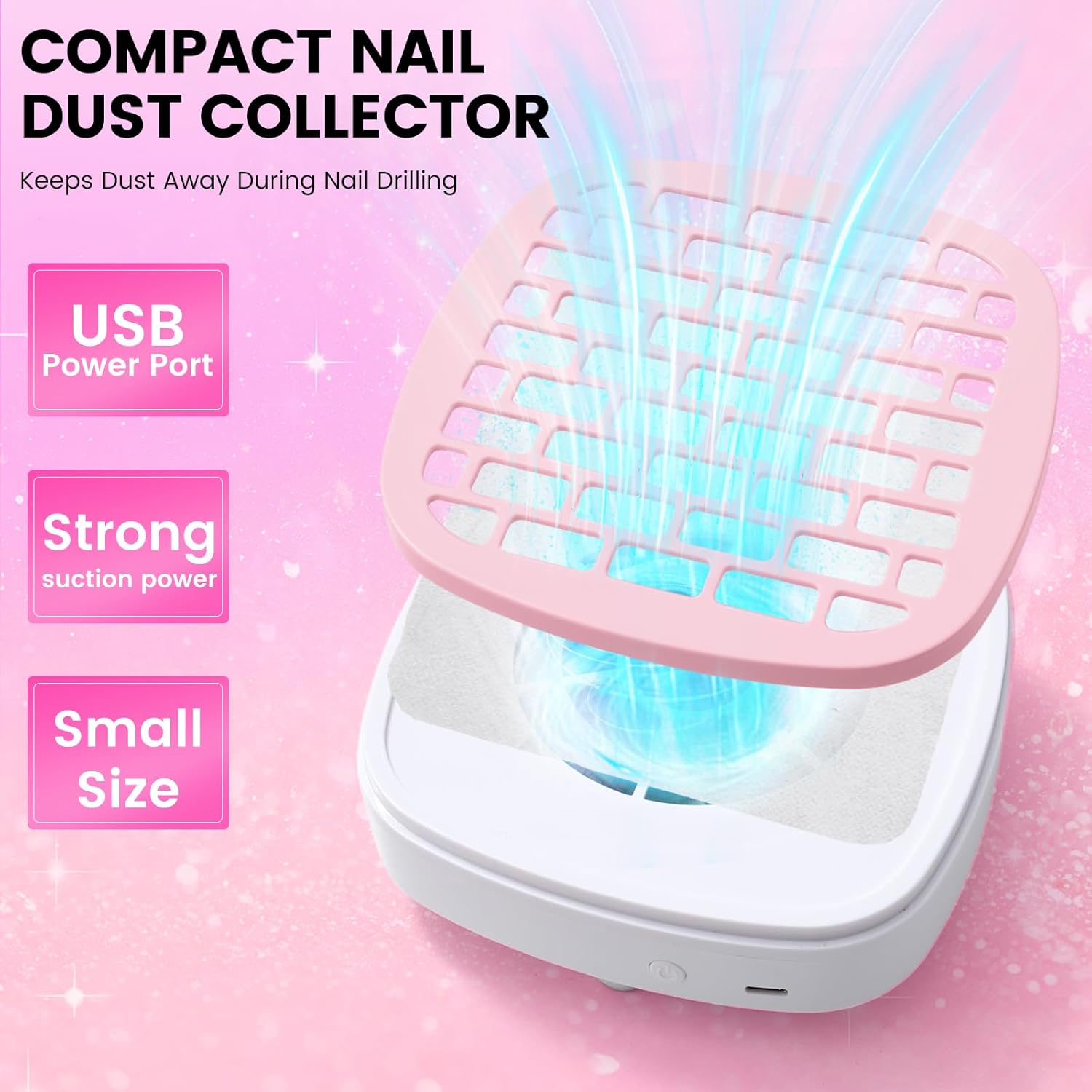 Nail Drill with Dust Collector Kit: 20000RPM Professional Electric Nail File for Acrylic Gel Removal, Manicure Pedicure Polishing, Complete Nail Tool Set in Cosmetic Bag for Home DIY Beginners (Pink) - Image 5