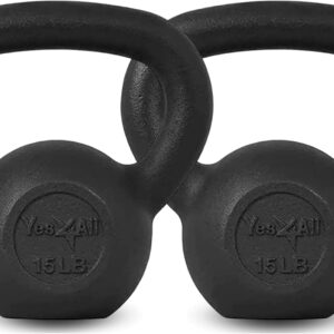 Yes4All Cast Iron Kettlebell, Strength Training Kettlebells 5-80 Lb (5,10,15,20,25,30,35,40,45,50,60,70,80 Lb) for Full Body Workout, Push up, Strength Training – Single & Kettlebell Set of 2 for Men