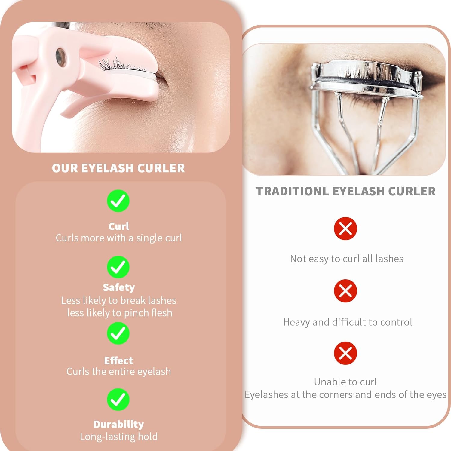 2 Style Eyelash Curler - Lash Curler with 2 Extra Silicone Replacement Pads, Achieve Perfect Curls in 5 Seconds - Quick Natural Curling for Long Lasting (Pink) - Image 3