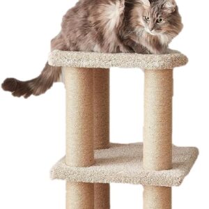 Amazon Basics Cat Tree Tower – Multi-Level Climbing Activity Center for Indoor Cats & Kittens with Scratching Posts, Platform, Jute Rope, Large (45.9″H), Beige