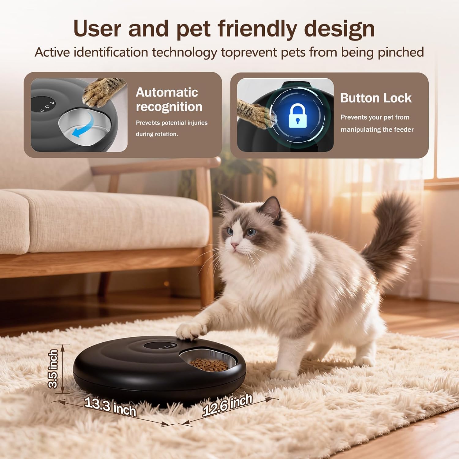 Automatic Wet Food Cat Feeder, Auto Refrigerated Wet Foods Feeder for Cats Dogs 6 Meal Timed Fresh Foods Dispenser with 2 Ice Packs Automatic Cat Dog Food Stainless Steel Bowl for Kitty Puppy Cat Dog - Image 3