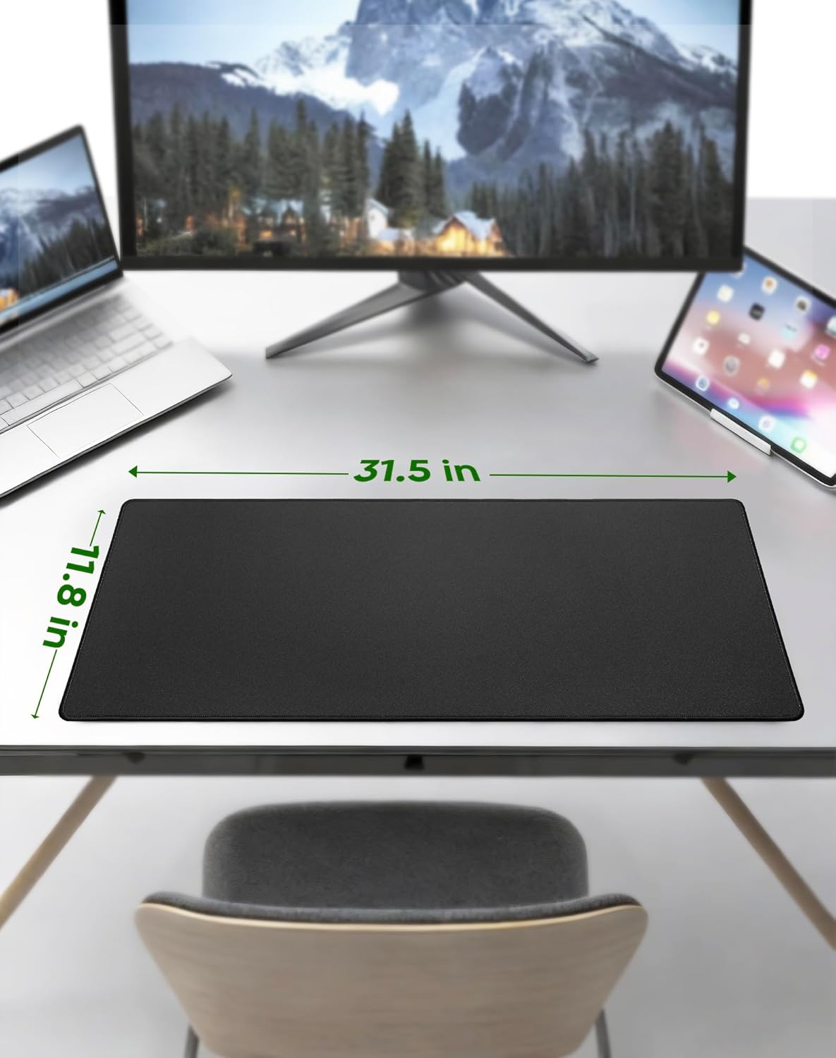 ALOANES Large Gaming Mouse Pad with Non-Slip Rubber Base,Stitched Edge,Desk mat for Laptop,Computer & PC, Wristing Pad for Gamer,Office & Home,Classic Black XL 11.81''x31.50''x0.12'' - Image 8