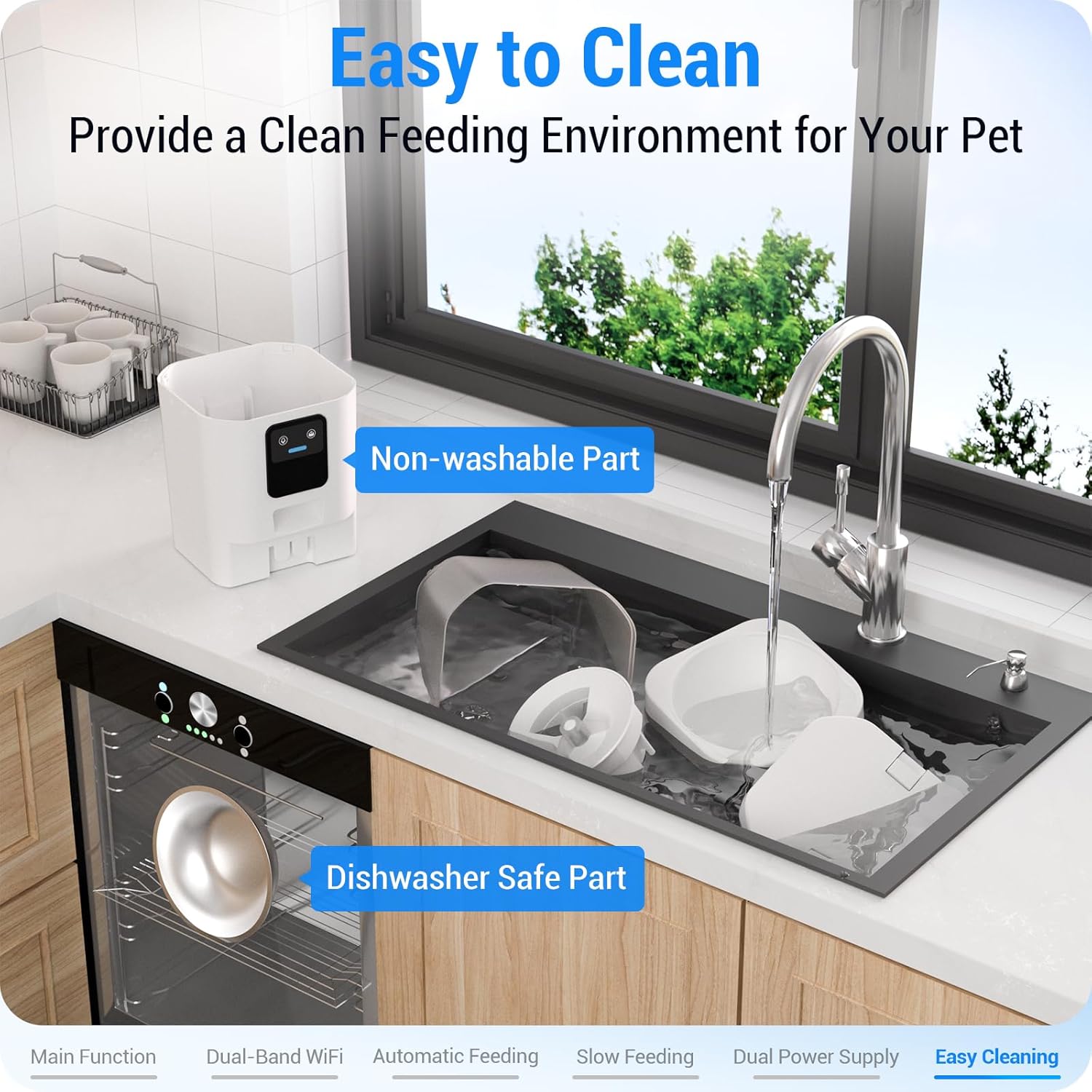 Automatic Cat Feeder with 5G WiFi: Automatic Dog Feeder with Slow Feed & Smart APP Control, 7L Timed Auto Cat Food Dispenser with Alexa for Pets, Detachable for Easy Cleaning - 29 Cups - Image 7