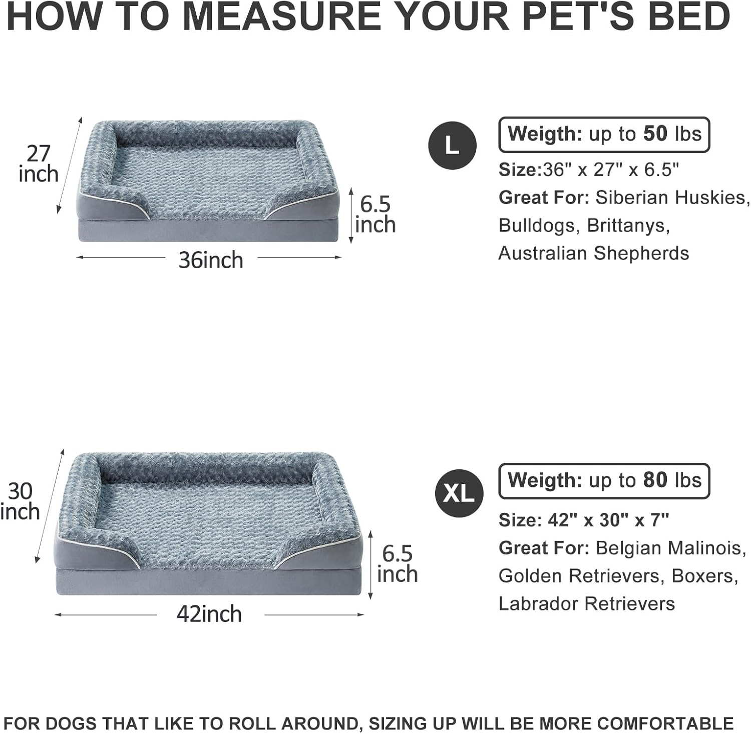 WNPETHOME Dog Beds for Large Sized Dogs, Washable Orthopedic Dog Couch Sofa Bed with Waterproof Lining & Non-Skid Bottom for Pet Sleeping - Image 6