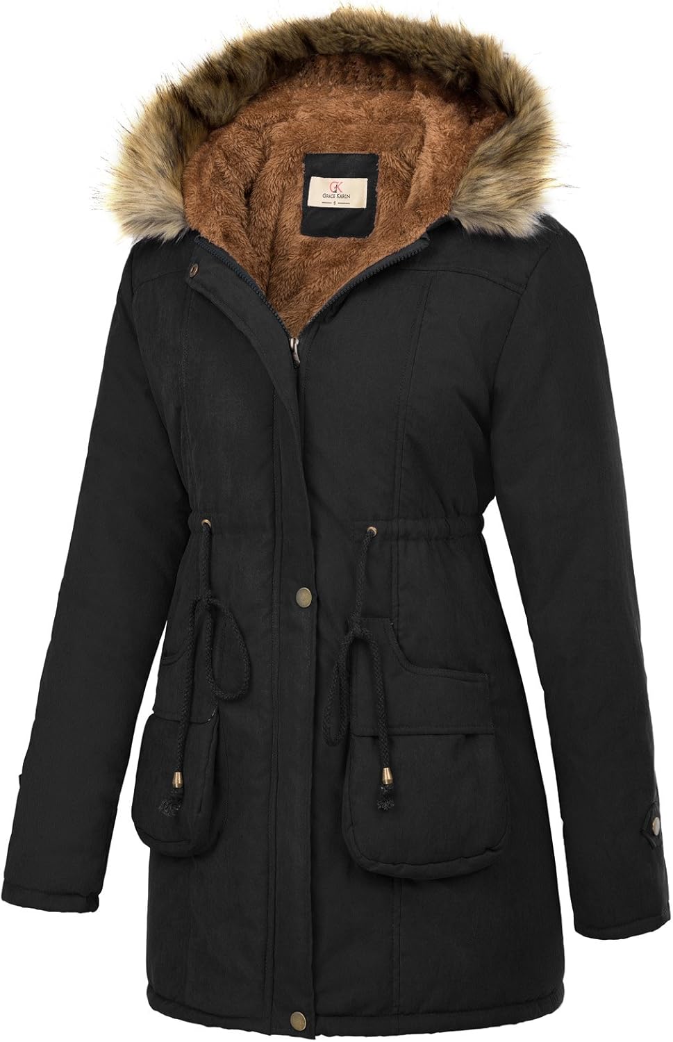 GRACE KARIN Women's Winter Coats Fleece Parkas Anoraks Hooded Military Jacket Coats - Image 3