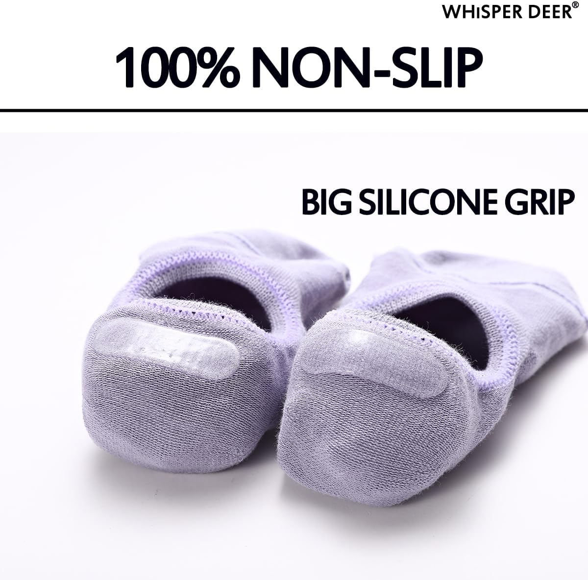 WHISPER DEER No Show Liner Socks Women - (Size 4-7/7-10/10-13) Low cut Invisible Cotton Sneaker Socks with Non Slip Grips - Image 3