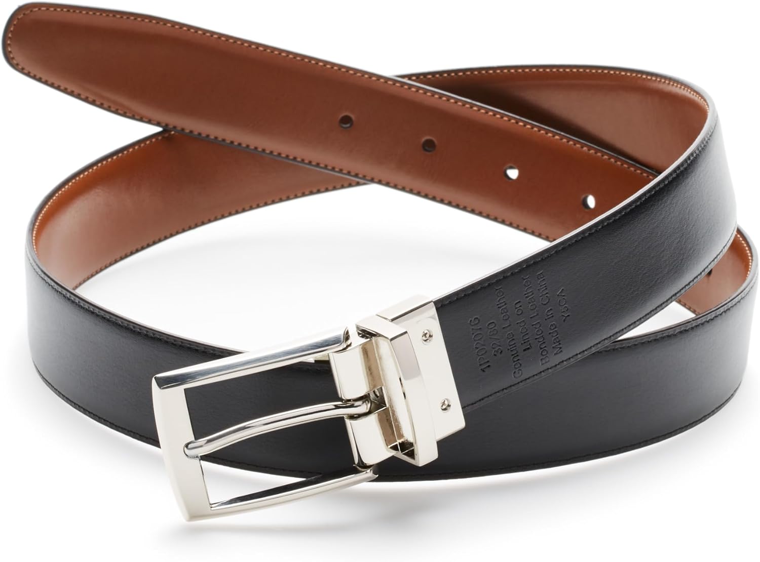 Perry Ellis Men's Portfolio Amigo Reversible Leather Belt, Stitched Edges, Durable, 1.5” Width (Available in Big & Tall) - Image 3