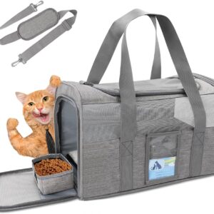 Refrze Cat Carrier for Large Cats 20 lbs, Medium Cat Under 25 lbs, Dog Carriers for Small Dogs, Soft Travel Pet Carrier for 2 Cats Small Dogs, Grey