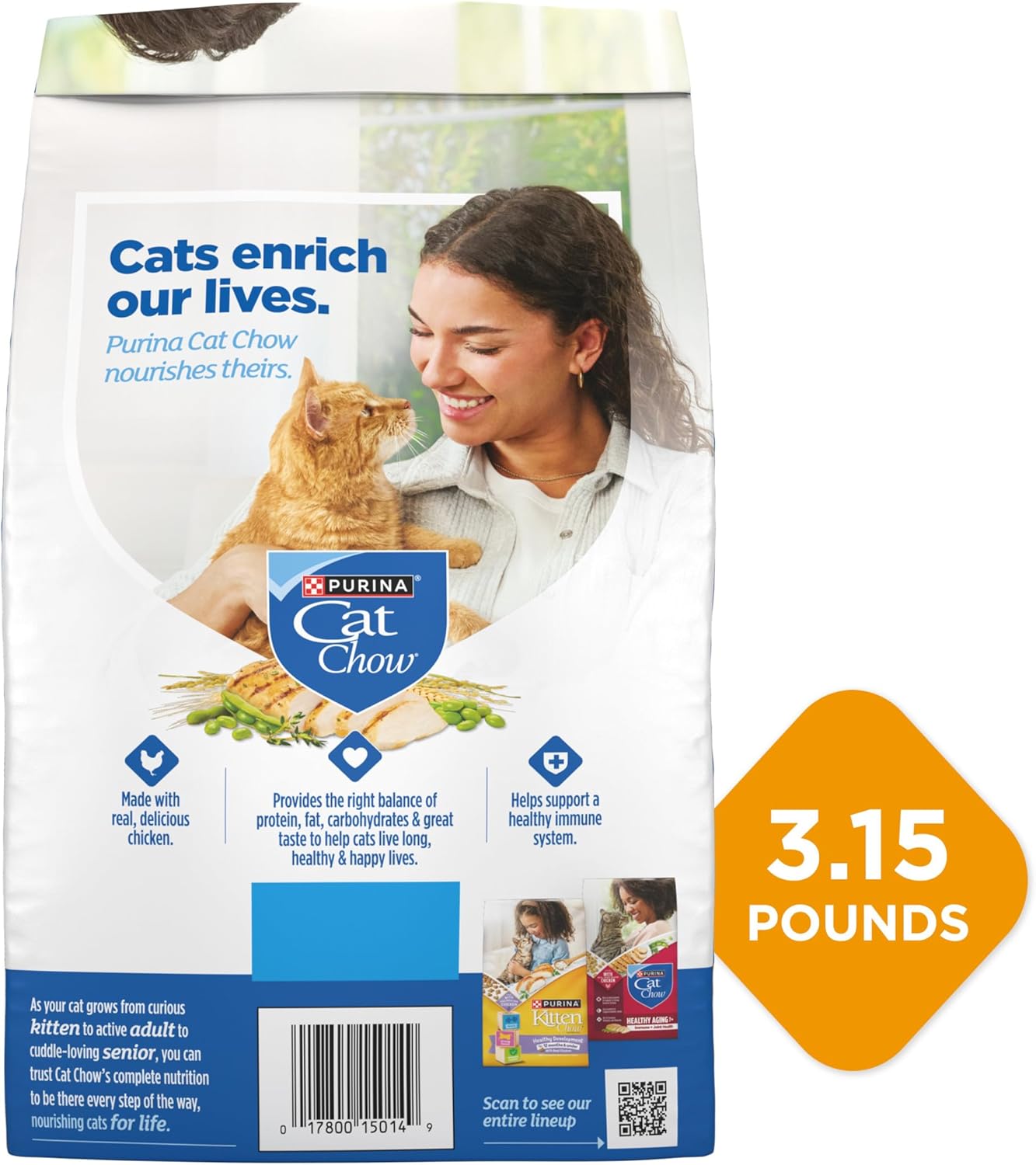 Purina Cat Chow Complete High Protein Dry Cat Food With Real Chicken - (Pack of 4) 3.15 lb. Bags - Image 7