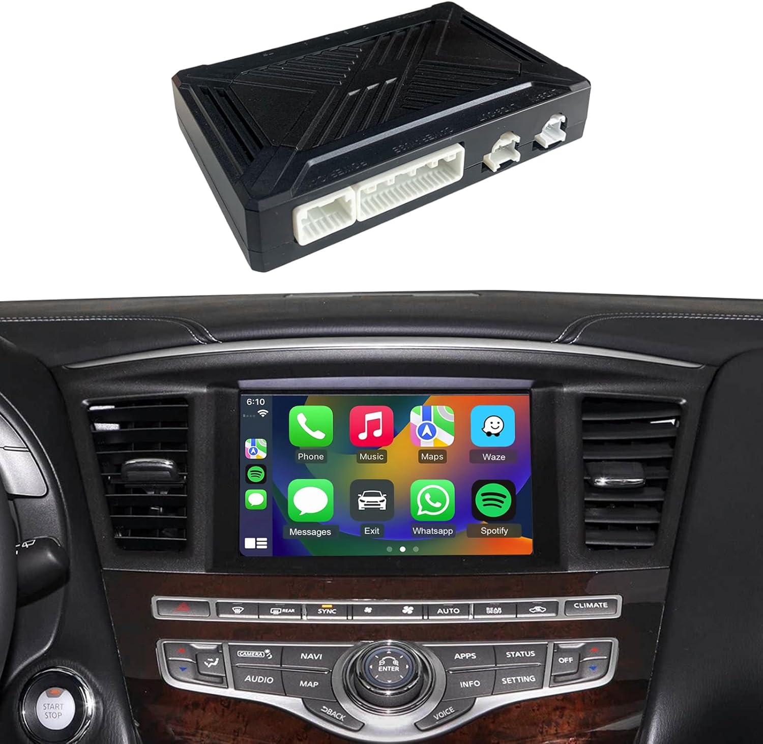 Wireless CarPlay & Android Auto Module Compatible with Infiniti QX60/QX80/Q70 & Nissan Pathfinder/Armada 2017-2019 (NO APPS Button = NO FIT)