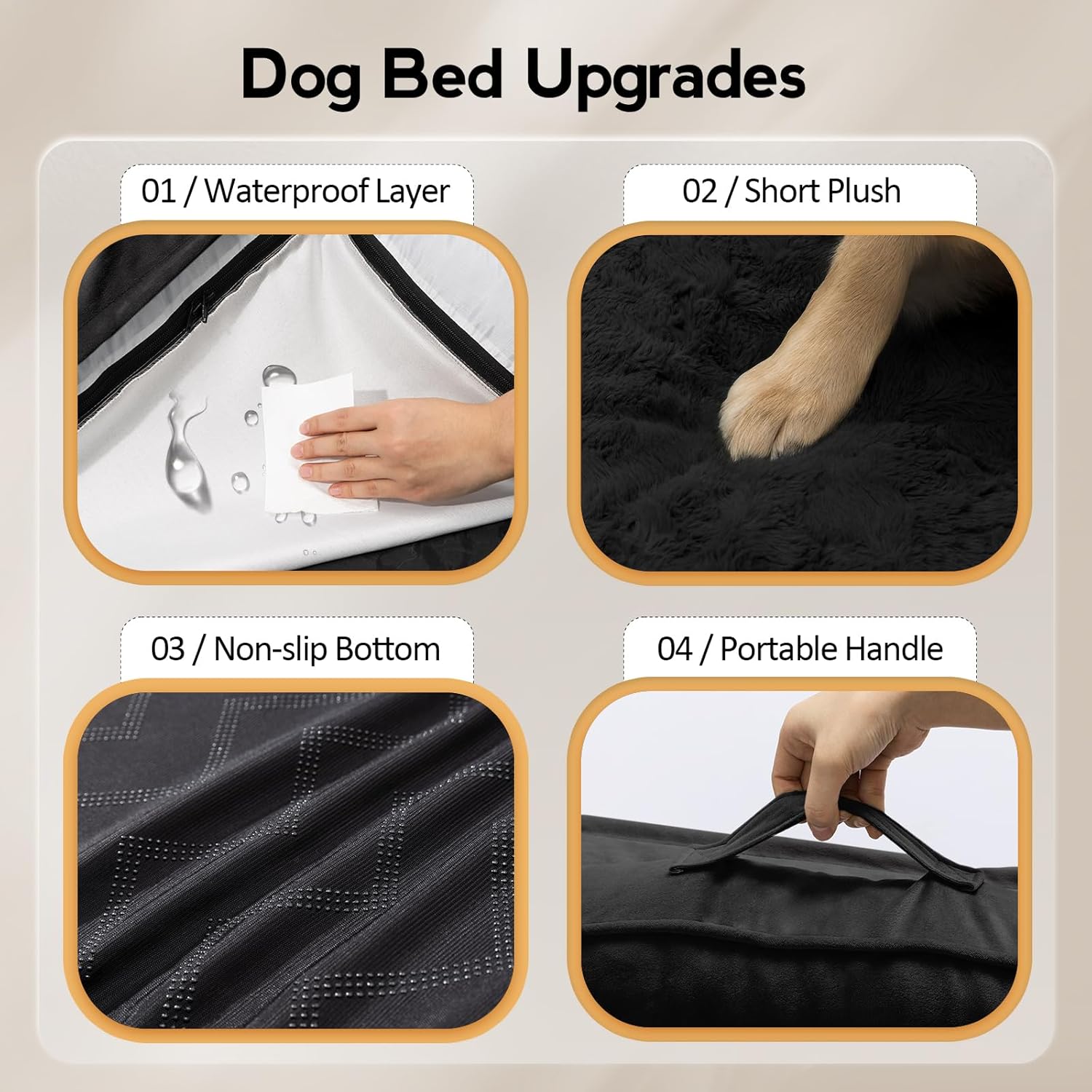 MEKIY Large Dog Bed - XL Orthopedic Egg-Crate Memory Foam Dog Beds with Removable Washable Cover, Waterproof Pet Beds with Non-Slip Bottom, Black - Image 5