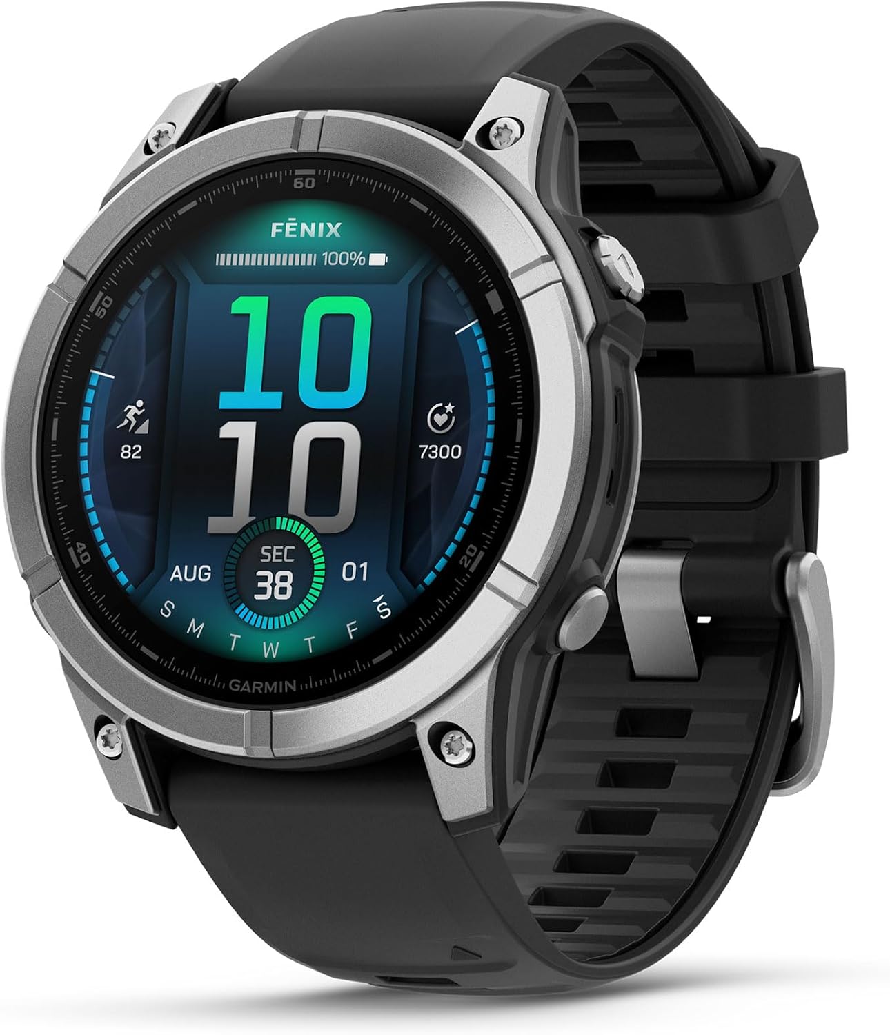 Garmin fēnix® E – 47 mm, AMOLED, Premium Multisport GPS Smartwatch, Long-Lasting Battery Life, Stainless Steel with Black Band